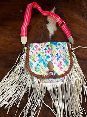Boho/western Watercolor LV up cycled bag